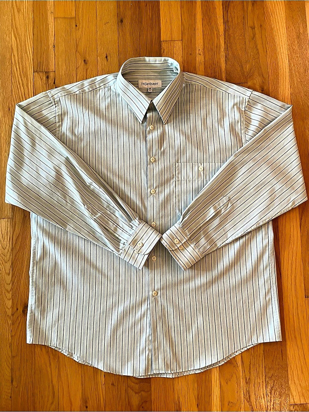 Vintage Yves Saint Laurent Striped Dress Shirt L 16.5